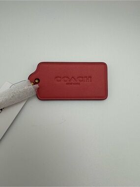 Coach CBA16 Taffy Pink Leather Hangtag Replacement Bag Charm Gold Chain NWT 2.5"